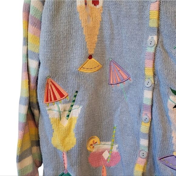 Vintage The Quacker Factory Women's Light Blue Cocktail Cardigan Size M - Picture 5 of 6